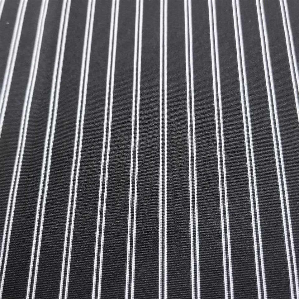 Jersey simple en polyester mat-Spandex, base noire avec tissu à rayures blanches